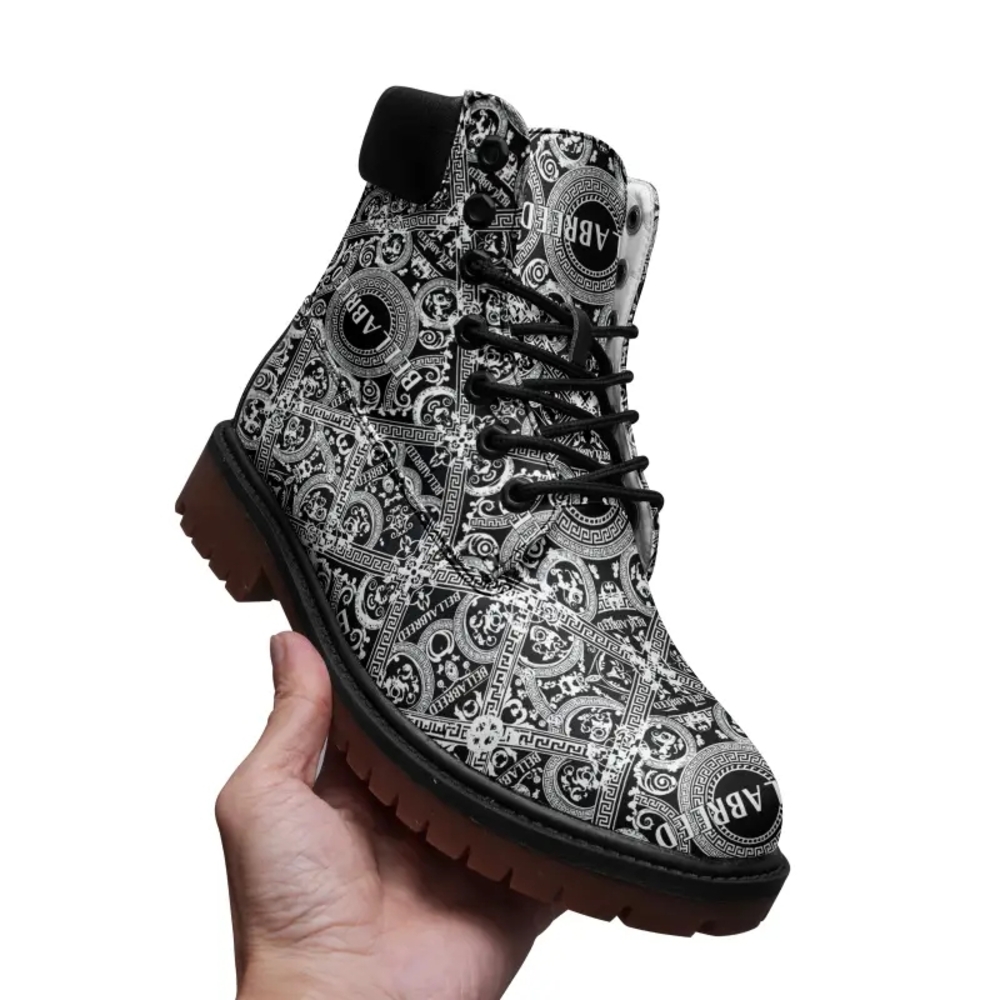 Black and White Men's Boots